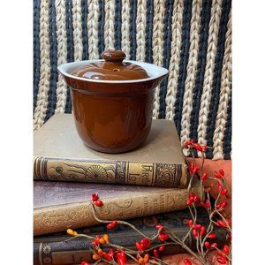 Vintage Hall Pottery Covered Crock Bean Pot #471 Made in USA